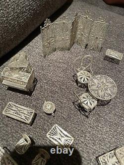 VINTAGE Miniature doll house sterling silver furniture mixed lot 14 Oz