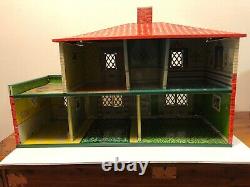 VINTAGE T. COHN INC. TIN LITHO DOLLHOUSE & LOTS of RENWAL FURNITURE. No rust