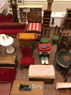 VTG Huge Lot Dollhouse Miniature Furniture Colonial, Victorian