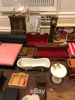 VTG Huge Lot Dollhouse Miniature Furniture Colonial, Victorian