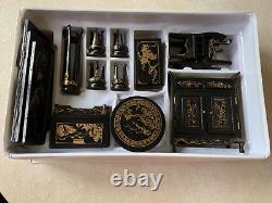 VTG IN ORIG PKG MINIATURE Chinoiserie LACQUERED CHINESE DOLLHOUSE FURNITURE NEW