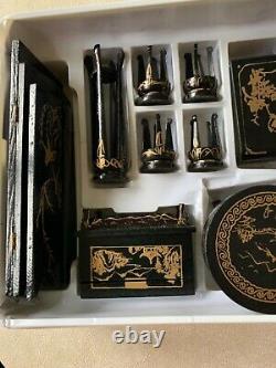 VTG IN ORIG PKG MINIATURE Chinoiserie LACQUERED CHINESE DOLLHOUSE FURNITURE NEW