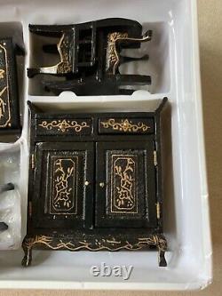 VTG IN ORIG PKG MINIATURE Chinoiserie LACQUERED CHINESE DOLLHOUSE FURNITURE NEW