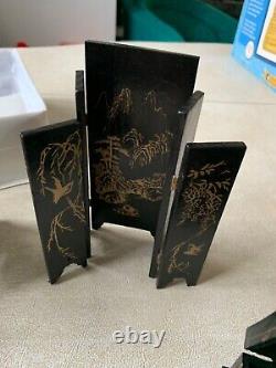 VTG IN ORIG PKG MINIATURE Chinoiserie LACQUERED CHINESE DOLLHOUSE FURNITURE NEW