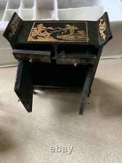 VTG IN ORIG PKG MINIATURE Chinoiserie LACQUERED CHINESE DOLLHOUSE FURNITURE NEW