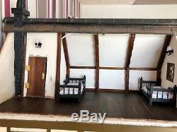 Very Large Tudor Style Dolls House 3 Floors With Lighting Furniture & Dolls