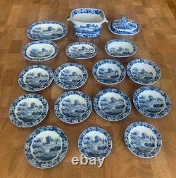 Victorian Blue & White Pottery Miniature Dinner Set Service 19thC Dolls House