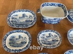 Victorian Blue & White Pottery Miniature Dinner Set Service 19thC Dolls House