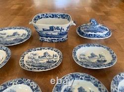 Victorian Blue & White Pottery Miniature Dinner Set Service 19thC Dolls House