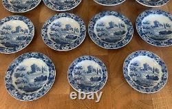 Victorian Blue & White Pottery Miniature Dinner Set Service 19thC Dolls House