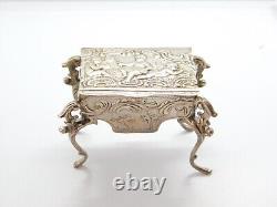 Victorian Dutch Sterling Silver Miniature Cherub Dolls House Table Ring Box