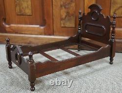 Victorian Inspired Miniature Salesman Sample Dollhouse Doll Bed Walnut Finish