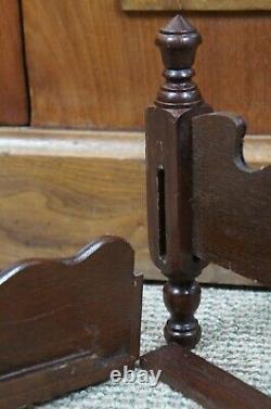 Victorian Inspired Miniature Salesman Sample Dollhouse Doll Bed Walnut Finish