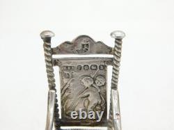 Victorian Sterling Silver Miniature Dolls House Chair Ornament Antique Sheffield