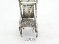 Victorian Sterling Silver Miniature Dolls House Chair Ornament Antique Sheffield