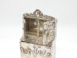 Victorian Sterling Silver Miniature Dolls House Wardrobe Antique 1894 London