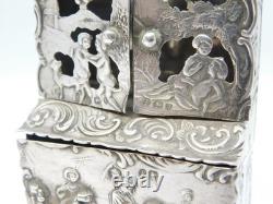 Victorian Sterling Silver Miniature Dolls House Wardrobe Antique 1894 London