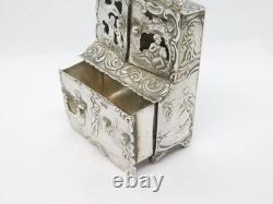 Victorian Sterling Silver Miniature Dolls House Wardrobe Antique 1894 London