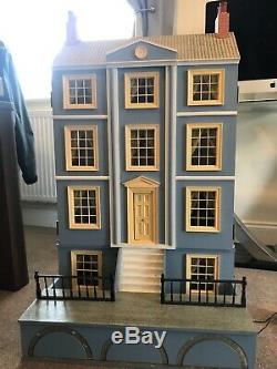 Victorian style blue dolls house with working electric Refurbishment project