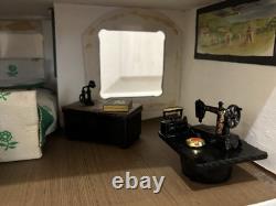 Vintage 16th Scale Dolls House Cottage(Triang) with Sylvanian Families Furnitur
