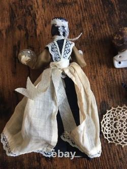Vintage And Rare Antique Miniature Dolls House Doll And Accessories