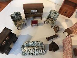 Vintage Antique Style Miniature Wood Doll House Furniture Lot 30 Pcs. + Access