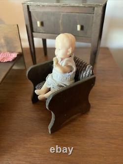 Vintage Antique Wooden Miniature Hand Made Apprentice Dolls House Furniture