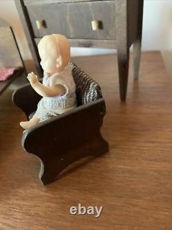 Vintage Antique Wooden Miniature Hand Made Apprentice Dolls House Furniture