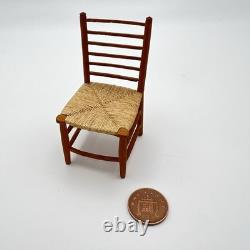 Vintage Artisan 1/12 Dolls House Wooden Rush Seat Chair Miniature Furniture