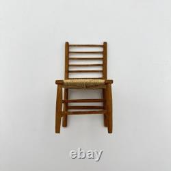 Vintage Artisan 1/12 Dolls House Wooden Rush Seat Chair Miniature Furniture
