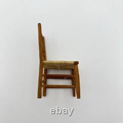 Vintage Artisan 1/12 Dolls House Wooden Rush Seat Chair Miniature Furniture