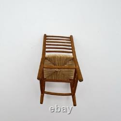 Vintage Artisan 1/12 Dolls House Wooden Rush Seat Chair Miniature Furniture