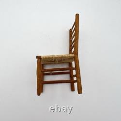 Vintage Artisan 1/12 Dolls House Wooden Rush Seat Chair Miniature Furniture
