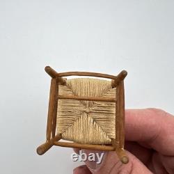 Vintage Artisan 1/12 Dolls House Wooden Rush Seat Chair Miniature Furniture