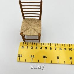 Vintage Artisan 1/12 Dolls House Wooden Rush Seat Chair Miniature Furniture