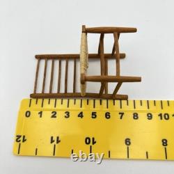 Vintage Artisan 1/12 Dolls House Wooden Rush Seat Chair Miniature Furniture