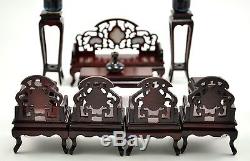 Vintage Chinese ROSEWOOD CHAIR INLAID miniature DOLL furniture Complete Set