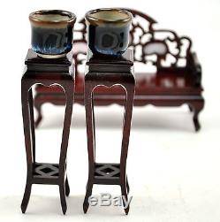 Vintage Chinese ROSEWOOD CHAIR INLAID miniature DOLL furniture Complete Set