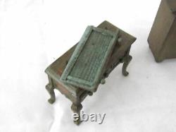 Vintage Doll House Miniatures- Artisan Handpainted Desk And Chest Of Drawers