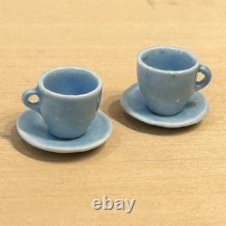 Vintage Dolls House 112 Powder Blue Tea Service For 2 Artisan Avon Miniatures