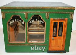 Vintage Dolls House Miniature Toy Shop Store Front Hand Made Painted Wood