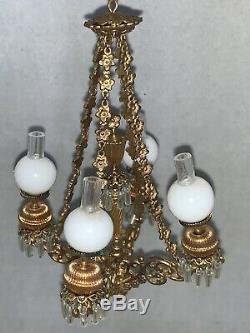 Vintage ELLEN KRUCKER BLAUER Miniature Mart Dollhouse 4 GLOBE CHANDELIER