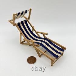 Vintage English Furniture Maker 1/12 Dolls House Deckchair Miniature