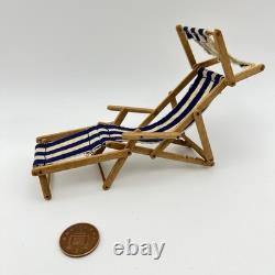 Vintage English Furniture Maker 1/12 Dolls House Deckchair Miniature