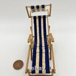 Vintage English Furniture Maker 1/12 Dolls House Deckchair Miniature