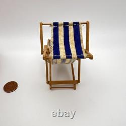 Vintage English Furniture Maker 1/12 Dolls House Deckchair Miniature