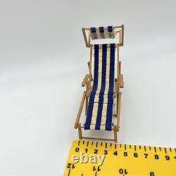 Vintage English Furniture Maker 1/12 Dolls House Deckchair Miniature