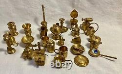 Vintage Group of 31 Dutch Brass Doll House Miniatures