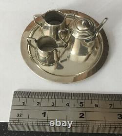 Vintage Hallmarked HM Sterling Silver 925 Tea Set Miniature Mini Dolls House