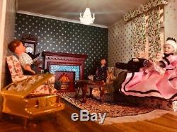 Vintage Homemade Georgian Style Dolls House With Led Lighting